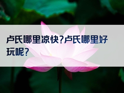 卢氏哪里凉快？卢氏哪里好玩呢？