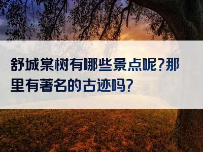舒城棠树有哪些景点呢？那里有著名的古迹吗？