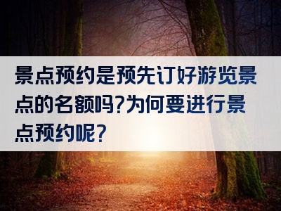 景点预约是预先订好游览景点的名额吗？为何要进行景点预约呢？