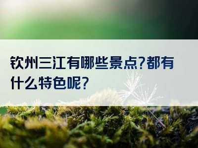 钦州三江有哪些景点？都有什么特色呢？
