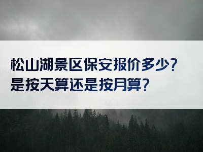 松山湖景区保安报价多少？是按天算还是按月算？
