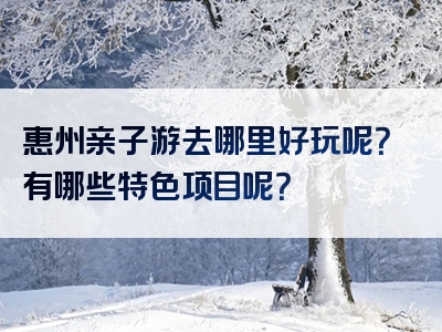 惠州亲子游去哪里好玩呢？有哪些特色项目呢？
