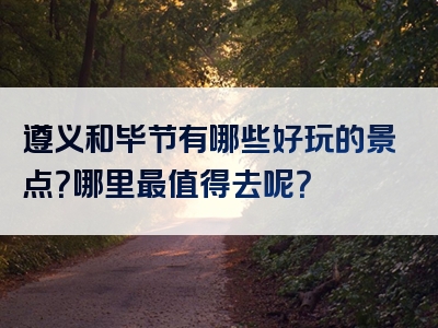 遵义和毕节有哪些好玩的景点？哪里最值得去呢？
