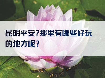 昆明平安？那里有哪些好玩的地方呢？