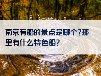 南京有船的景点是哪个？那里有什么特色船？