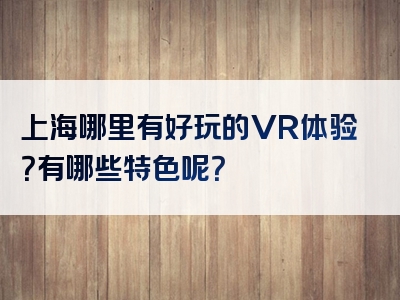 上海哪里有好玩的VR体验？有哪些特色呢？