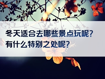 冬天适合去哪些景点玩呢？有什么特别之处呢？