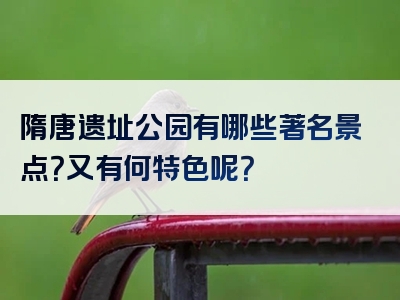 隋唐遗址公园有哪些著名景点？又有何特色呢？