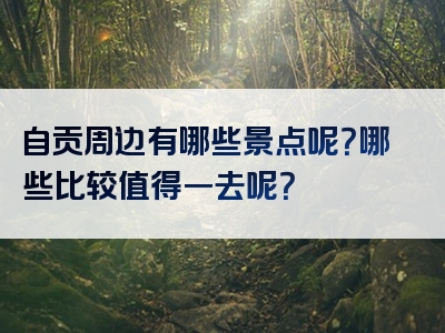 自贡周边有哪些景点呢？哪些比较值得一去呢？