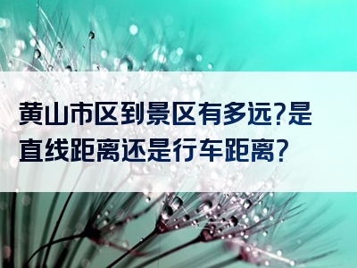 黄山市区到景区有多远？是直线距离还是行车距离？