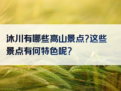 沐川有哪些高山景点？这些景点有何特色呢？