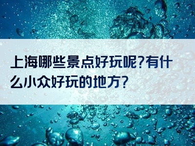 上海哪些景点好玩呢？有什么小众好玩的地方？