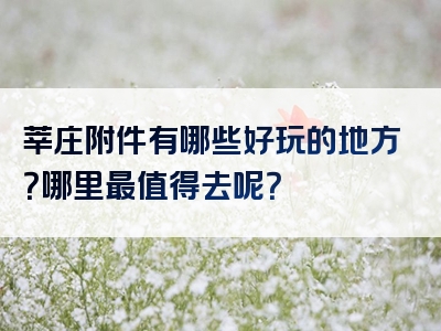 莘庄附件有哪些好玩的地方？哪里最值得去呢？