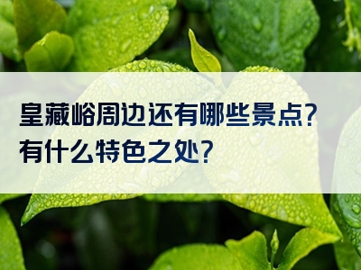 皇藏峪周边还有哪些景点？有什么特色之处？