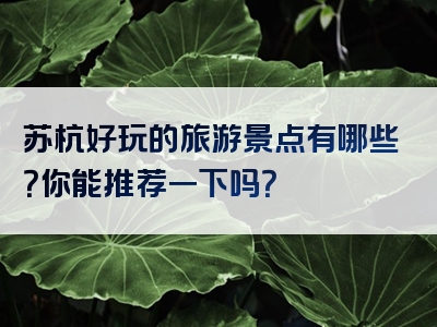 苏杭好玩的旅游景点有哪些？你能推荐一下吗？