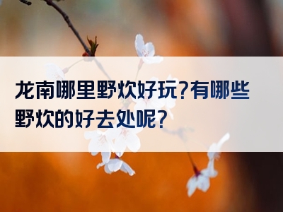 龙南哪里野炊好玩？有哪些野炊的好去处呢？