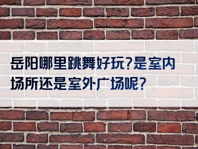 岳阳哪里跳舞好玩？是室内场所还是室外广场呢？