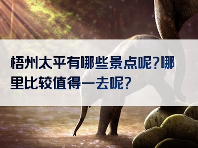 梧州太平有哪些景点呢？哪里比较值得一去呢？