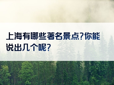 上海有哪些著名景点？你能说出几个呢？