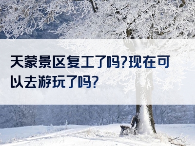天蒙景区复工了吗？现在可以去游玩了吗？