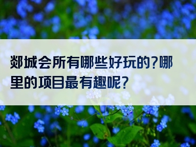 郯城会所有哪些好玩的？哪里的项目最有趣呢？