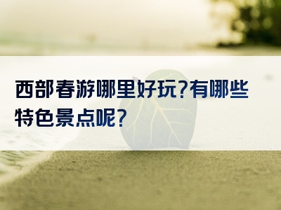 西部春游哪里好玩？有哪些特色景点呢？