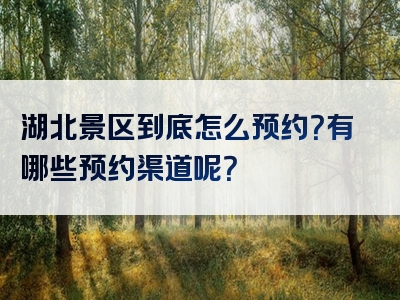 湖北景区到底怎么预约？有哪些预约渠道呢？