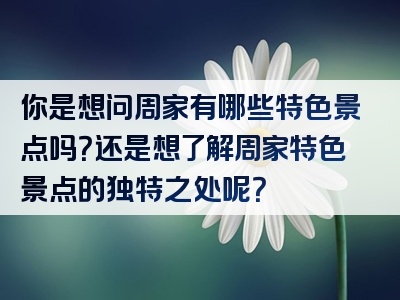 你是想问周家有哪些特色景点吗？还是想了解周家特色景点的独特之处呢？