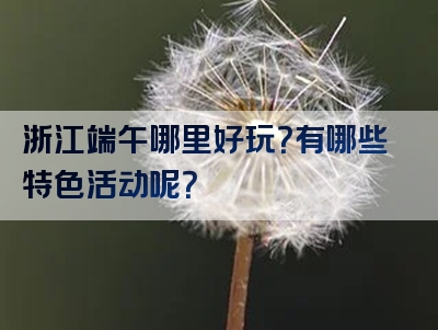 浙江端午哪里好玩？有哪些特色活动呢？