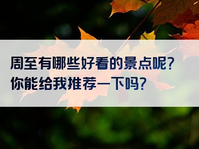 周至有哪些好看的景点呢？你能给我推荐一下吗？