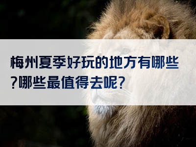 梅州夏季好玩的地方有哪些？哪些最值得去呢？