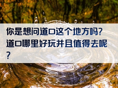 你是想问道口这个地方吗？道口哪里好玩并且值得去呢？