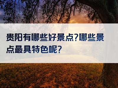 贵阳有哪些好景点？哪些景点最具特色呢？