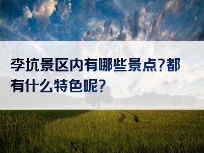 李坑景区内有哪些景点？都有什么特色呢？