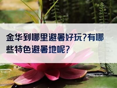 金华到哪里避暑好玩？有哪些特色避暑地呢？