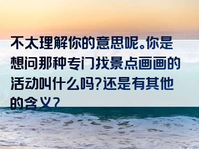 不太理解你的意思呢。你是想问那种专门找景点画画的活动叫什么吗？还是有其他的含义？