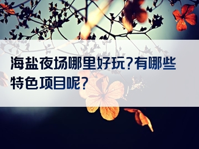 海盐夜场哪里好玩？有哪些特色项目呢？