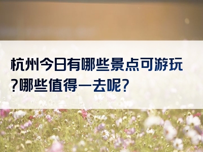 杭州今日有哪些景点可游玩？哪些值得一去呢？