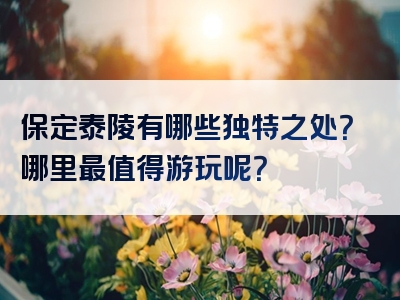 保定泰陵有哪些独特之处？哪里最值得游玩呢？