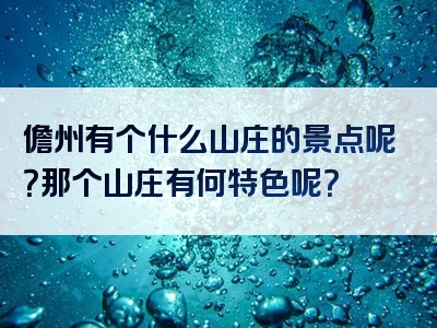 儋州有个什么山庄的景点呢？那个山庄有何特色呢？