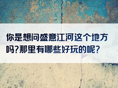 你是想问盛意江河这个地方吗？那里有哪些好玩的呢？