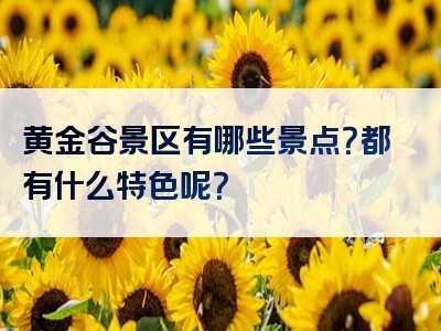黄金谷景区有哪些景点？都有什么特色呢？