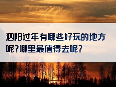 泗阳过年有哪些好玩的地方呢？哪里最值得去呢？