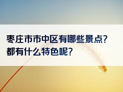 枣庄市市中区有哪些景点？都有什么特色呢？