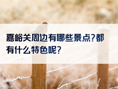 嘉峪关周边有哪些景点？都有什么特色呢？