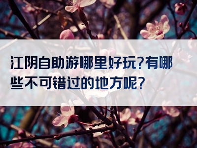 江阴自助游哪里好玩？有哪些不可错过的地方呢？