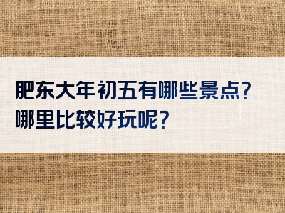 肥东大年初五有哪些景点？哪里比较好玩呢？