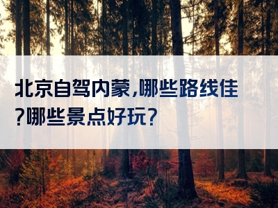 北京自驾内蒙，哪些路线佳？哪些景点好玩？