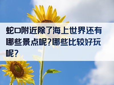 蛇口附近除了海上世界还有哪些景点呢?哪些比较好玩呢?