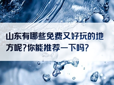 山东有哪些免费又好玩的地方呢？你能推荐一下吗？